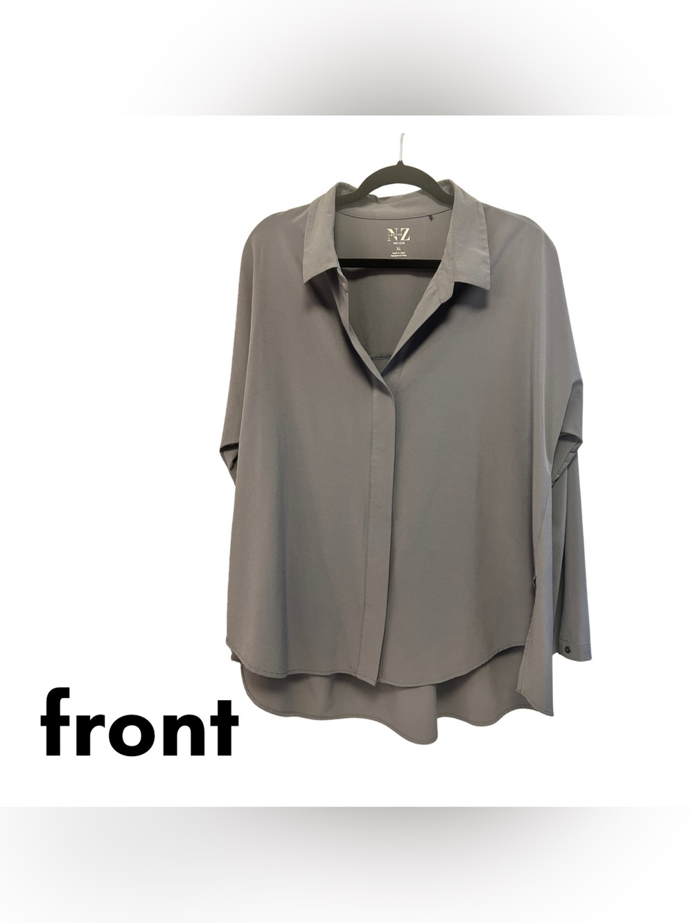 NIC+ZOE Active ✨Relaxed Button-Front Blouse - blue-gray